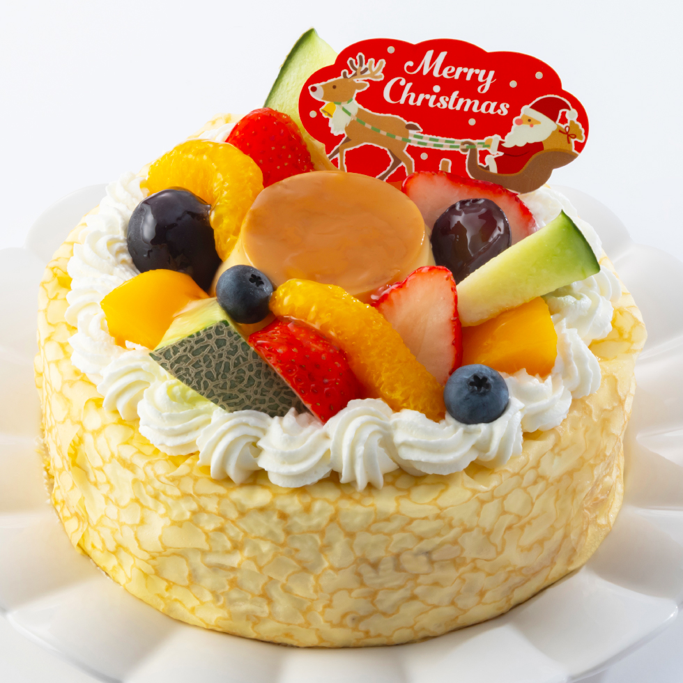 クレーププリンアラモード-クリスマスケーキ